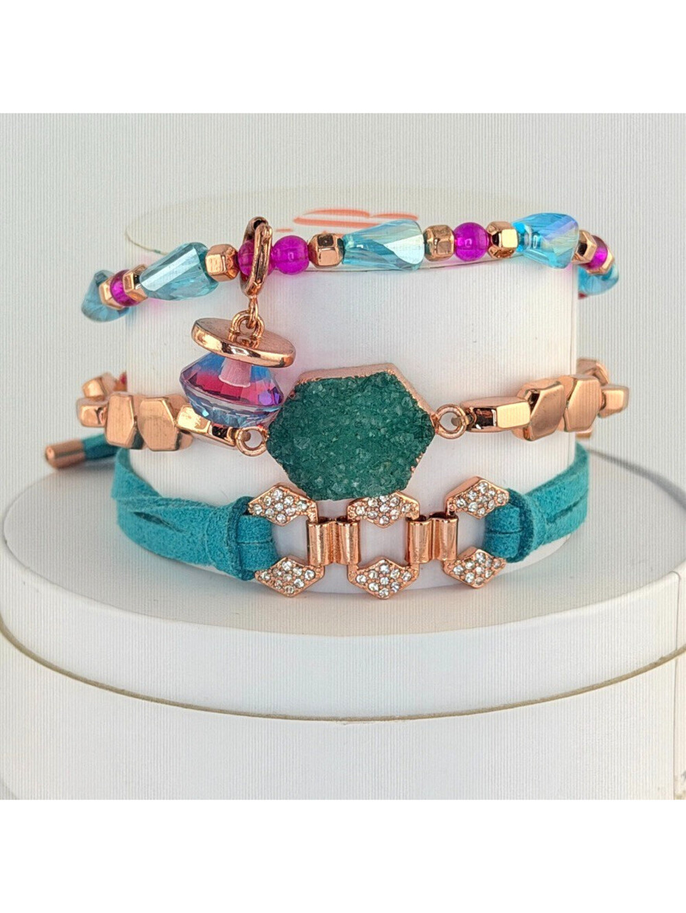 Bomb Party Retro Stacks "Ringpop Glamour" RBP6030 Druzy on Rose Gold